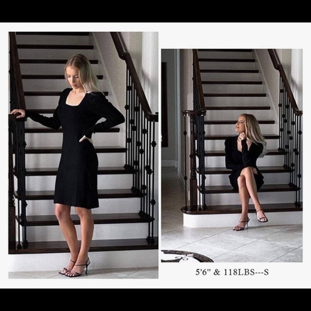 Pretty Garden Long  sleeve little black Sweater Dress